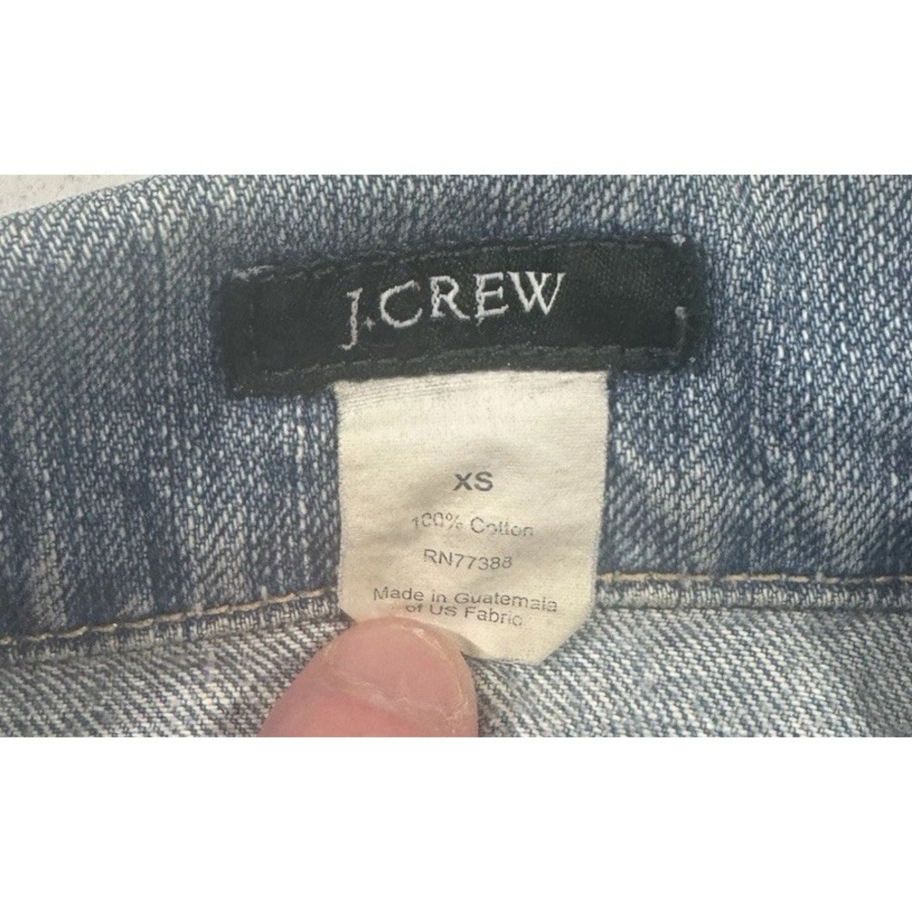 VTG 90s J.Crew Denim Jacket Womens XS Blue Distressed Trucker Casual Y2K - Picture 4 of 10